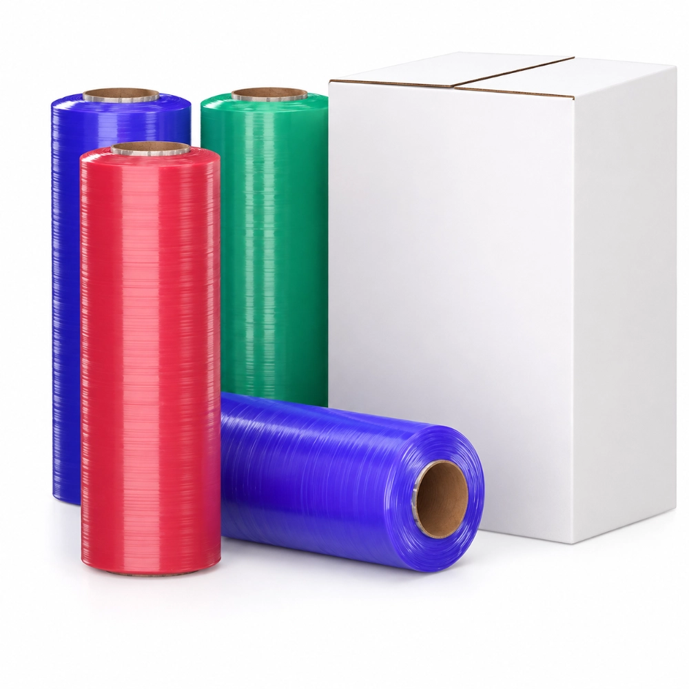 Colored Stretch Film Rolls in Box Packaging