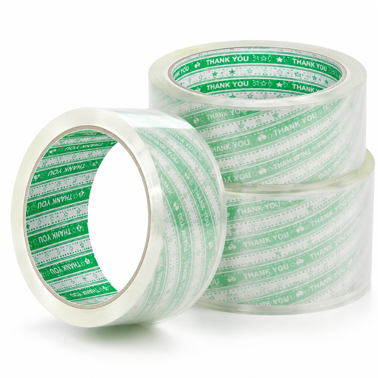 Clear Packing Tape with Green Printed Design