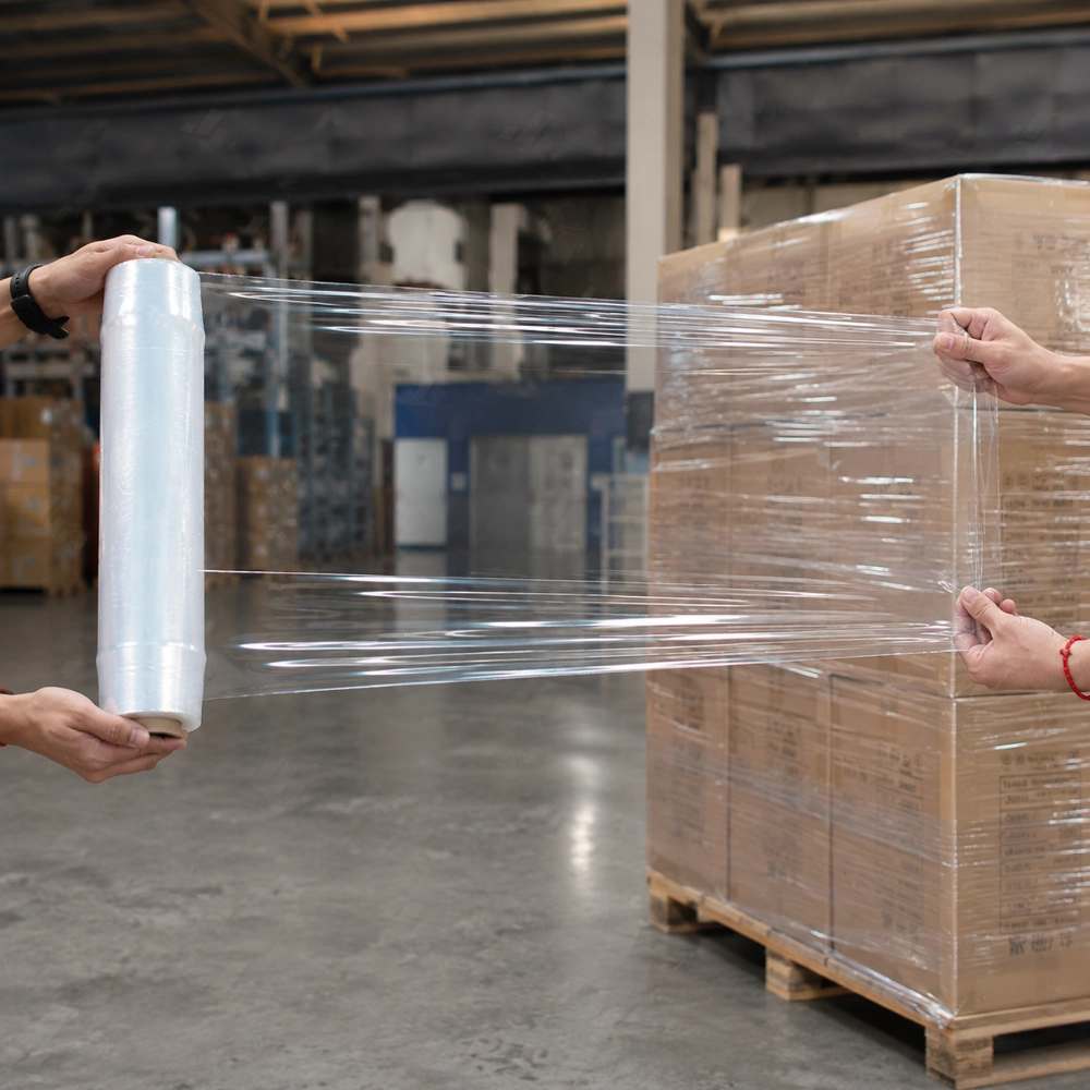 pre-stretched film for carton pallets
